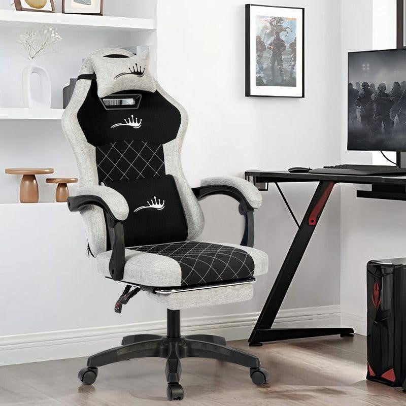 Royal King Gaming Chair with Footrest - Black/White Royal King Gaming Chair with Footrest - Black/White